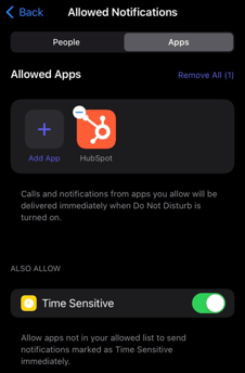 screenshot showing how to turn on time sensitive notifications in focus mode