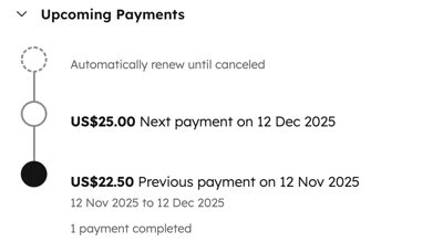 Abonnementdatensatz den ersten Zahlung Betrag als rabattiert und den nächsten Zahlung Betrag als vollen, nicht ermäßigten Preis.