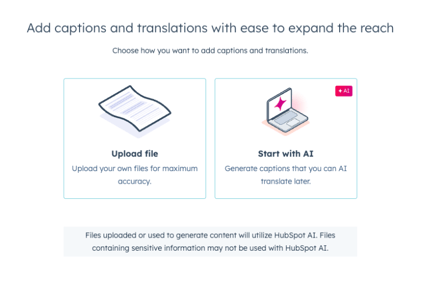 upload file vs captions tab