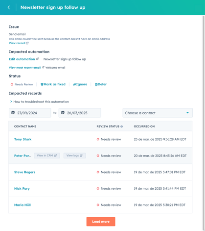 view in crm or view logs