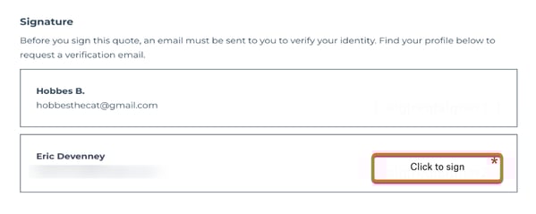 The Click to sign button next to the signer's name.
