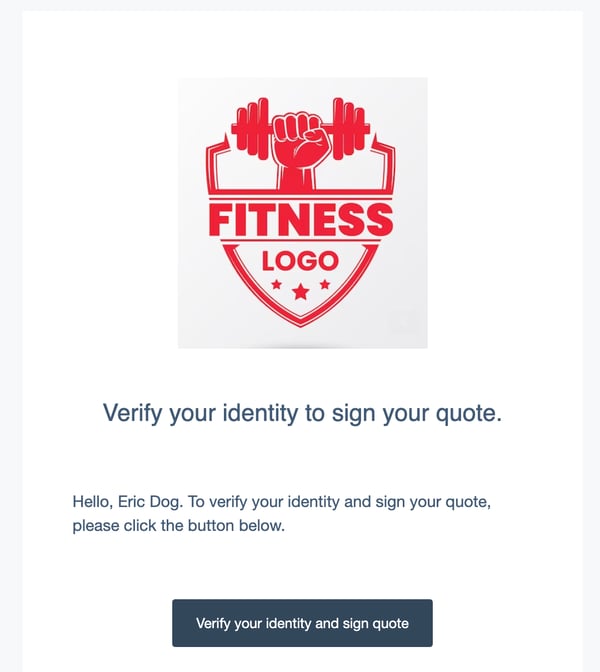 The Signature section of a quote, with the Verify to sign button highlighted.