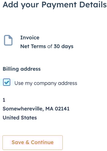 screenshot showing the Add your payment details screen for invoice payment