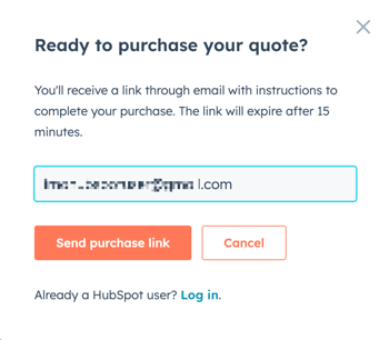screenshot showing button Send purchase link