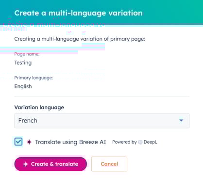 créer des variantes multilingues avec traduction