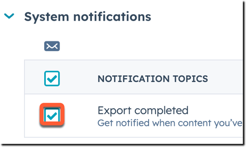 Export-Benachrichtigung