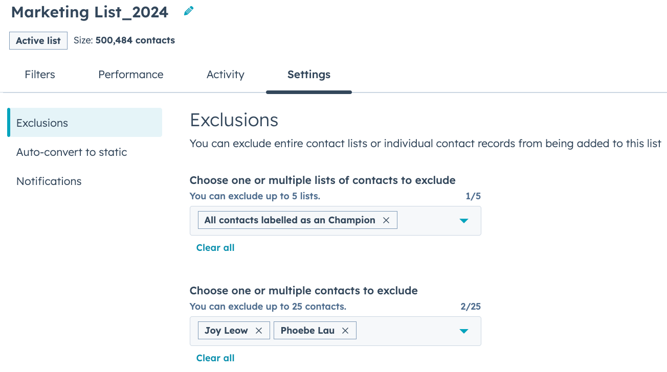 list-exclusion