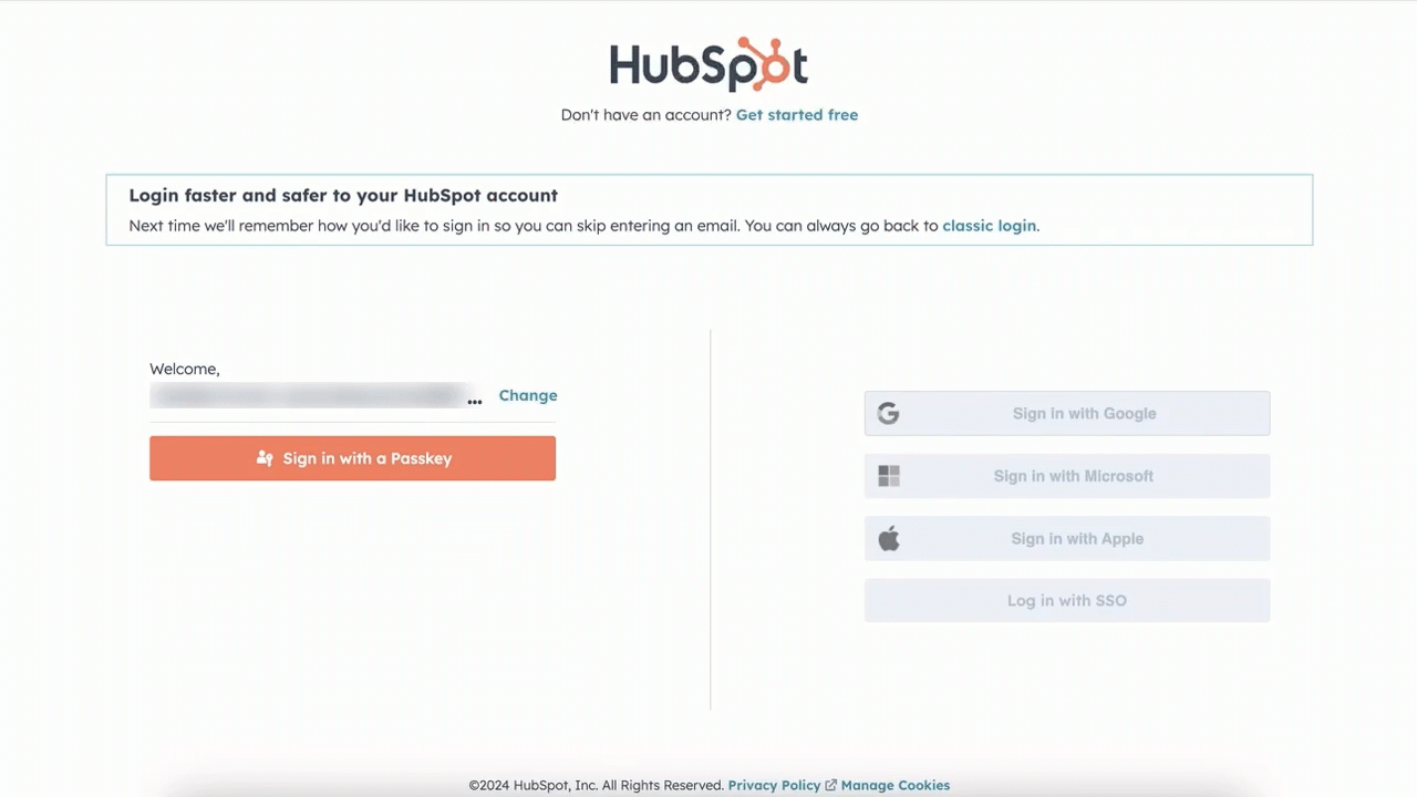 GIF showing the steps to login with a passkey on desktop
