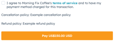 A checkout page showing the terms of service acknowledgment checkbox that buyers must select to complete a purchase.