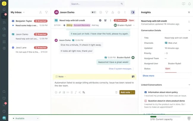 Kustomer, support ticketing