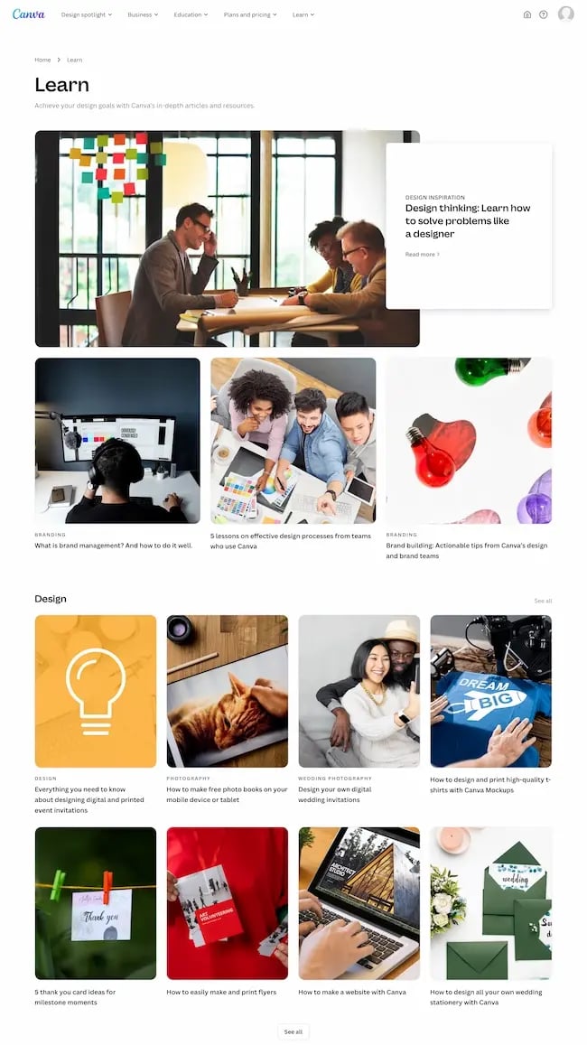 screenshot showing canva's blog