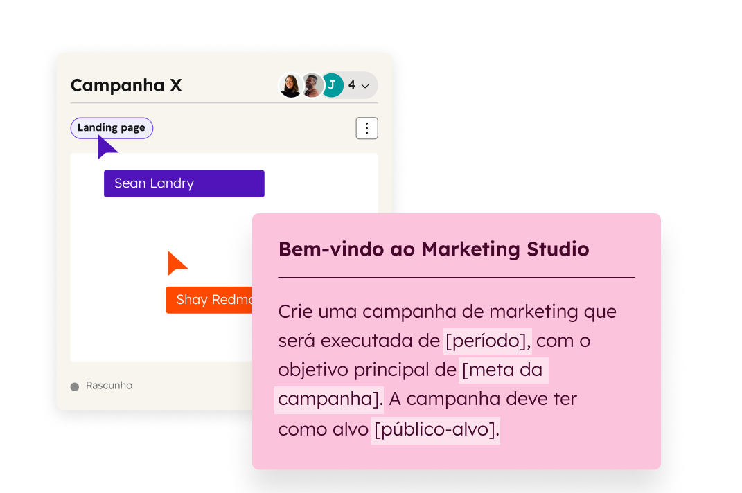 Mostra um usuário criando no HubSpot uma campanha de marketing com prazo definido, meta específica e público-alvo determinado.