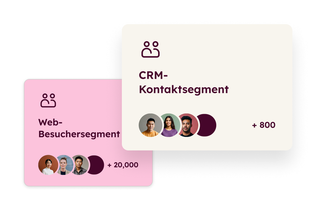 Loop Marketing Segmenttypen: ein CRM-Kontakt- und ein Webbesuchersegment
