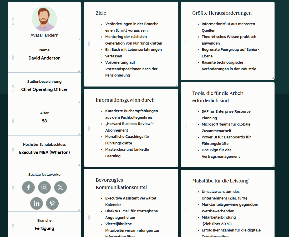 Persona-Beispiel mit Make My Persona: Marketing-Persona