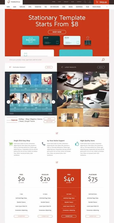 demo page for the wordpress marketplace theme marketica