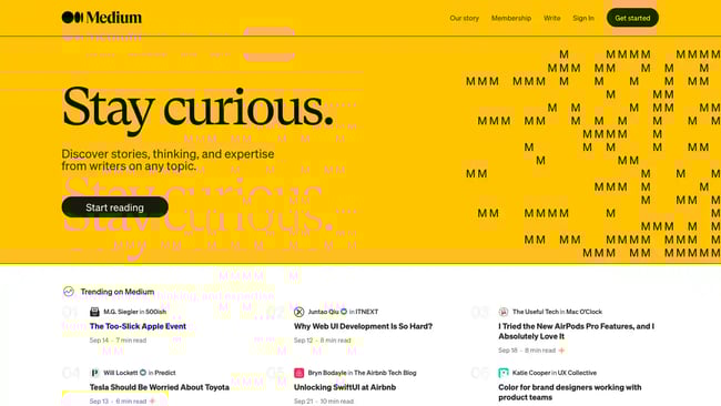 Medium dynamic website examples