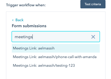 Meetings Link Criteria