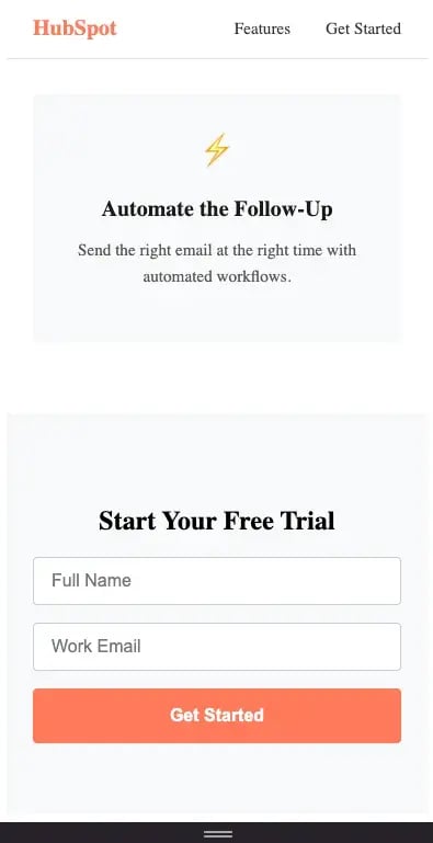 Mobile footer section for landing page using HTML and CSS