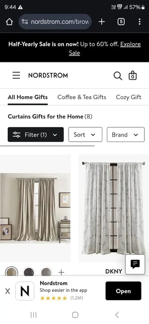 image showing nordstroms mobile website