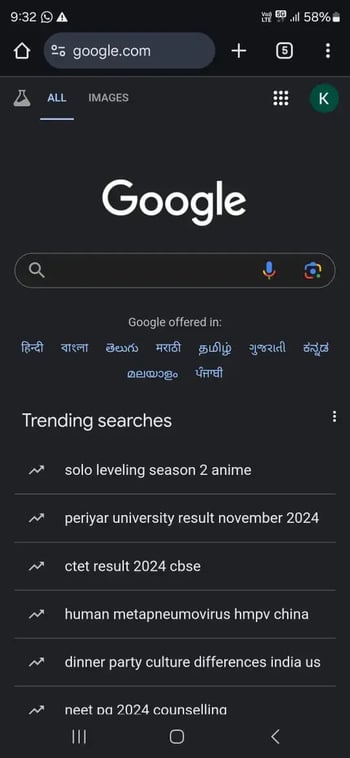 mobile first web design example of google