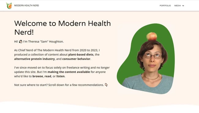 Modern health nerd freelancer website