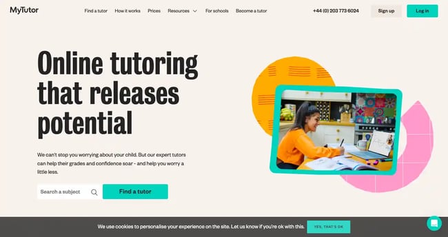 MyTutor tutoring business website examples
