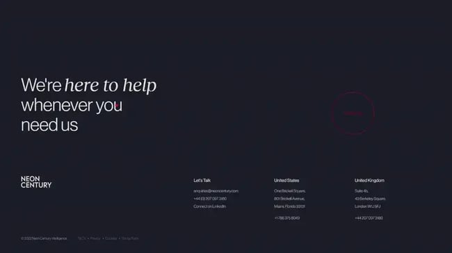 Neon Century��s website which is clean and easy to navigate