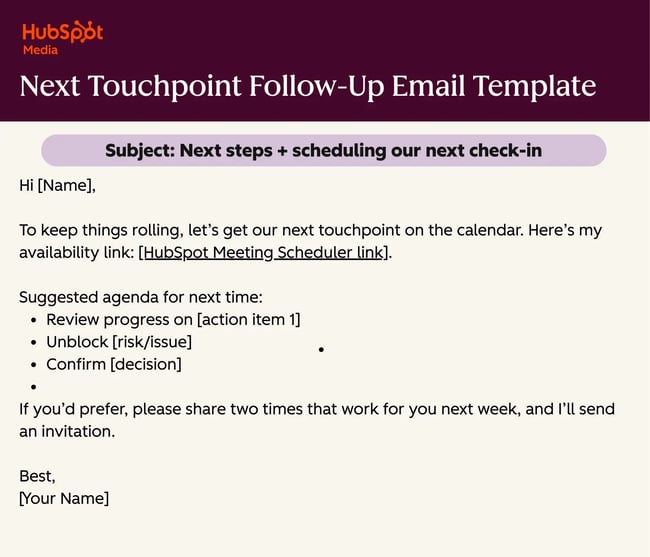 Next Touchpoint Follow-Up Email Template