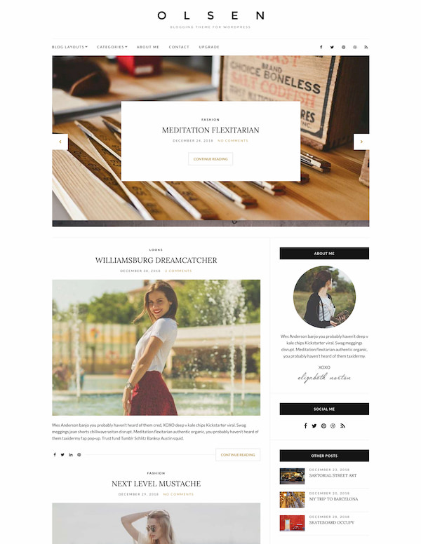 Olsen Light WordPress theme is minimalist fashion blog