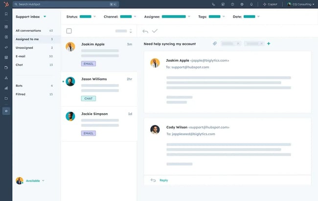 omnichannel support software, HubSpot Omnichannel customer service dashboard