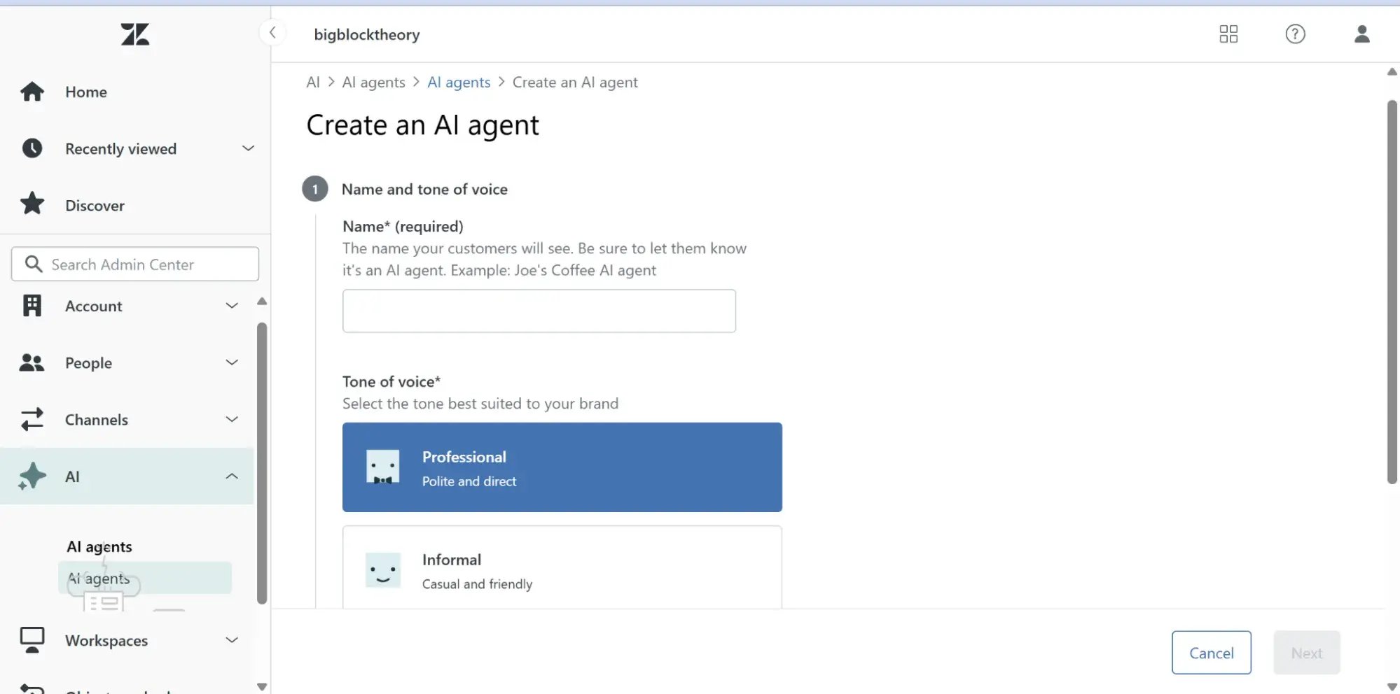 Zendesk Create an AI Agent tool