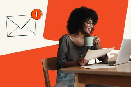 woman looking at best marketing newsletters