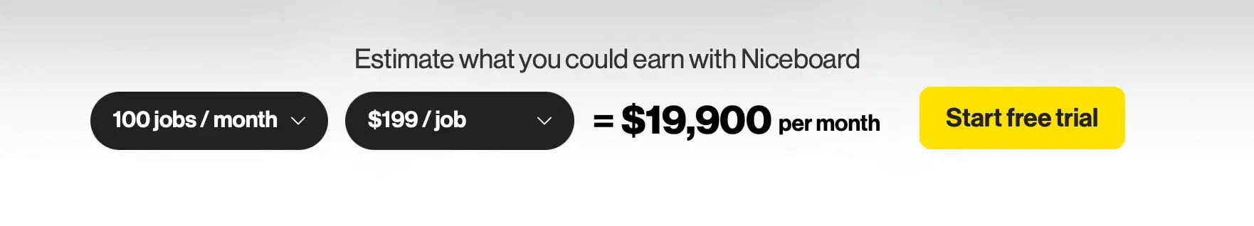 Niceboard calculator, estimate what you could earn with Niceboard