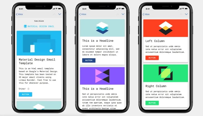 email template from Material Design