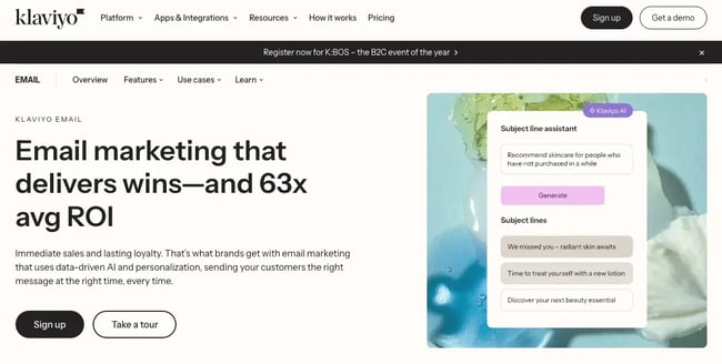 email newsletter template from Klaviyo