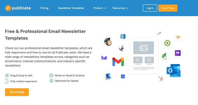 email newsletter template from Publicate