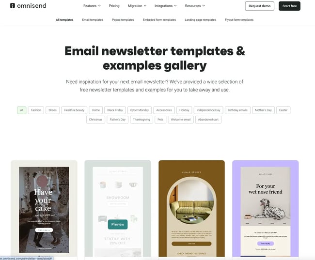 email newsletter template from Omnisend