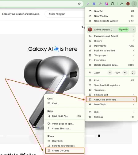 creating a qr code on desktop