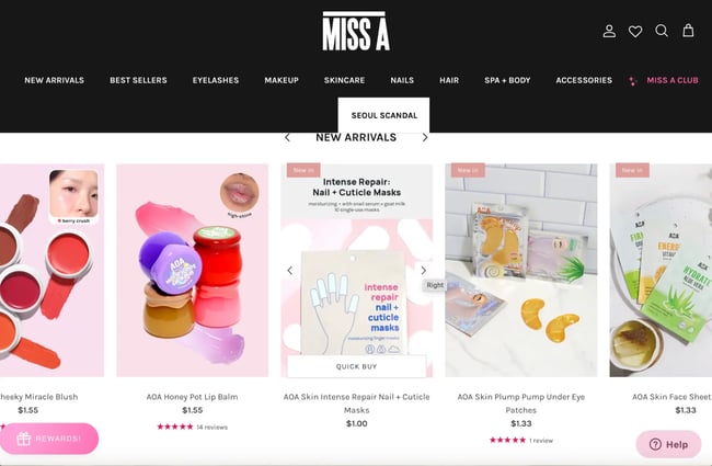 interactive website example: miss a