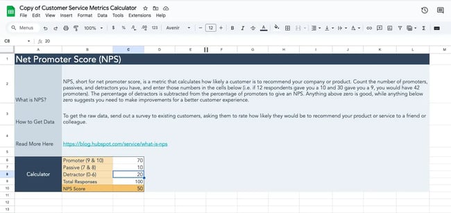 HubSpot's NPS score calculator