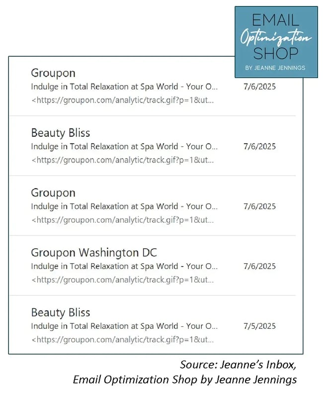 example of brands in email inbox