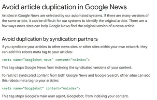 Google's content syndication guidelines