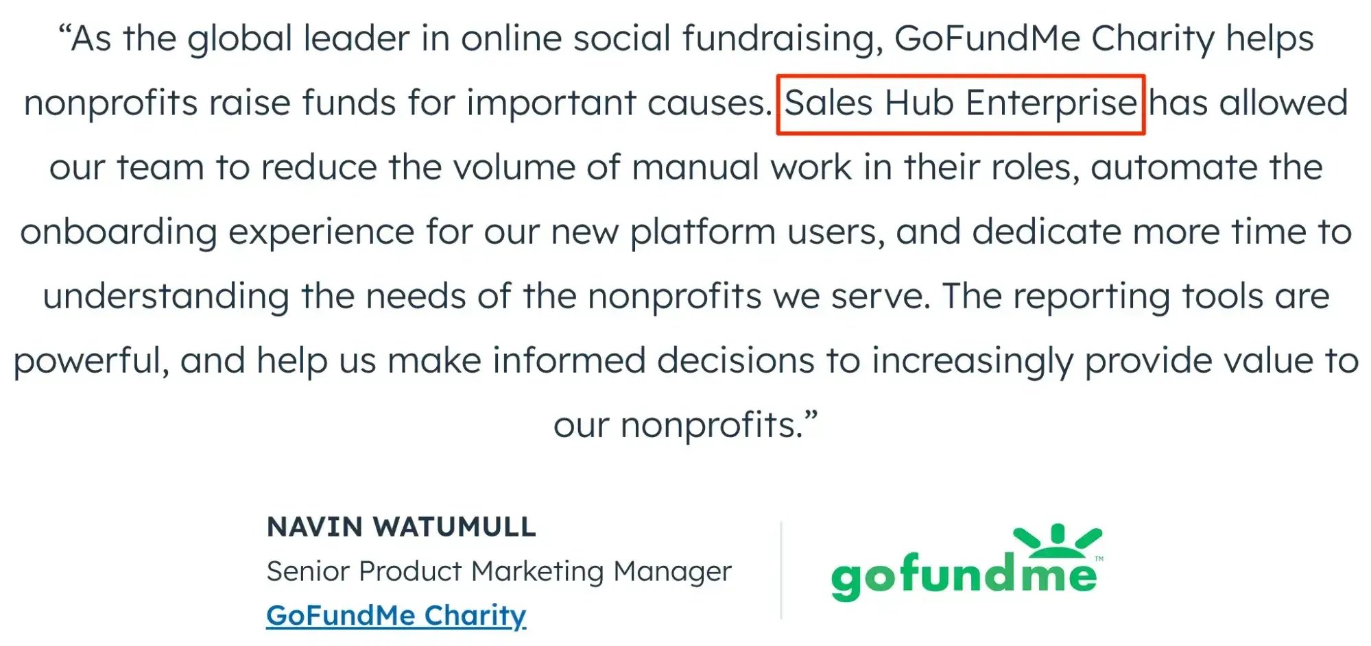 testimonial examples for sales hub