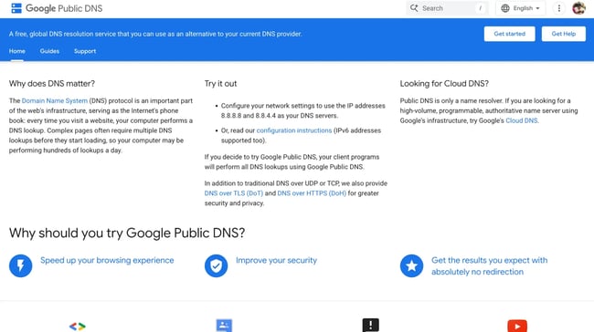 dns server: google public dns