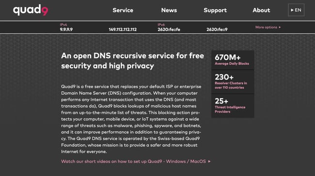 dns server: quad9