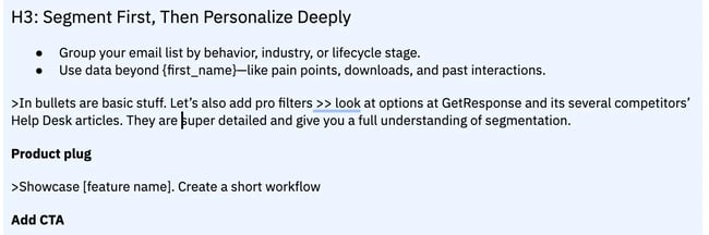 a detailed blog post outline example for writing great articles
