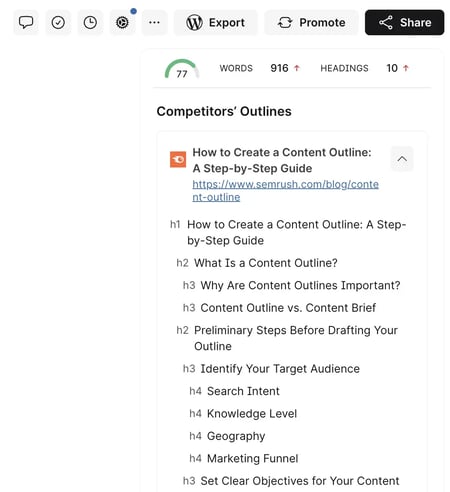 Use Surfer Outline Builder to understand the SERP intent 