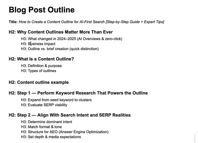 sample blog post outline