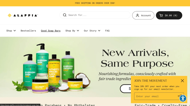 information architecture example: alaffia