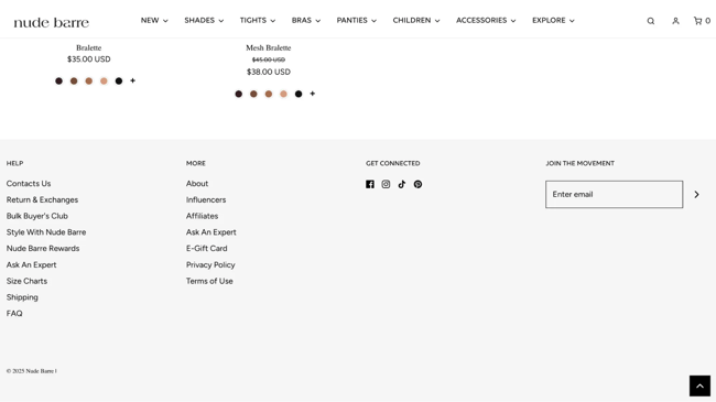 Nude Barre's website footer